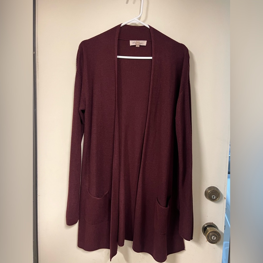 Philosophy Burgundy Knit Cardigan